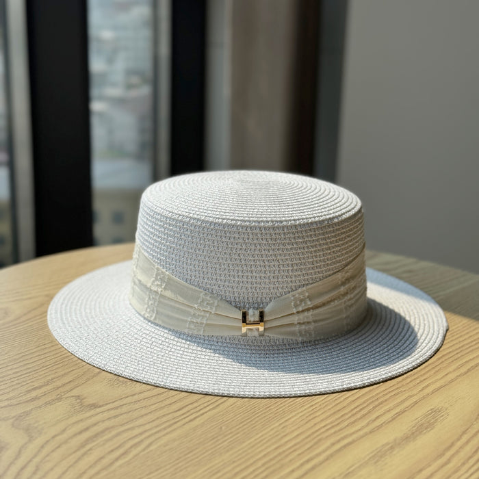 Wholesale Flat Top Straw Hat Summer Sunshade Sun Protection Straw Fashion Trendy