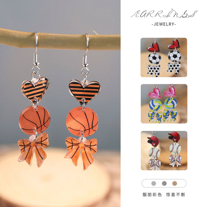 Wholesale niche sports style ball theme acrylic earrings creative basketball football earrings women