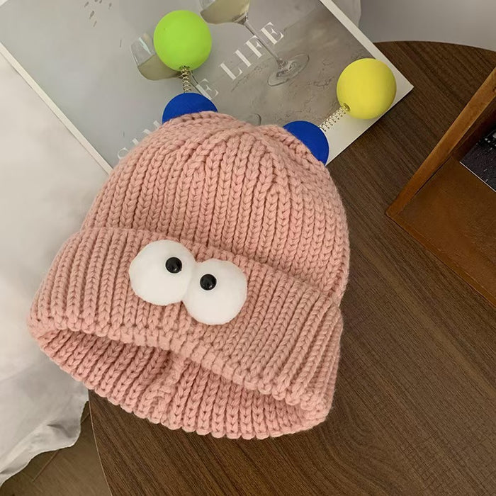 Wholesale Cartoon Big Eyes Small Monster Wool Hat for Children Autumn and Winter Cute Cute Funny Couple Knitted Hat