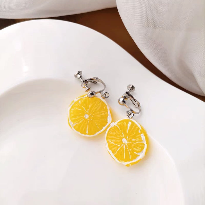 Wholesale fresh lemon slice earrings