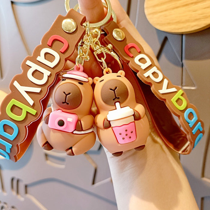 Wholesale Cartoon Keychain Internet Celebrity Cute Capybara Doll Children' s School Bag Pendant Car Key Chain Accessories
