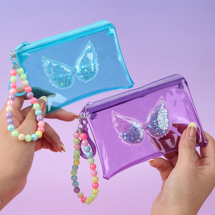 Wholesale PVC Transparent Wings Coin Purse Keychain Bag Charm Unisex Trendy Gift