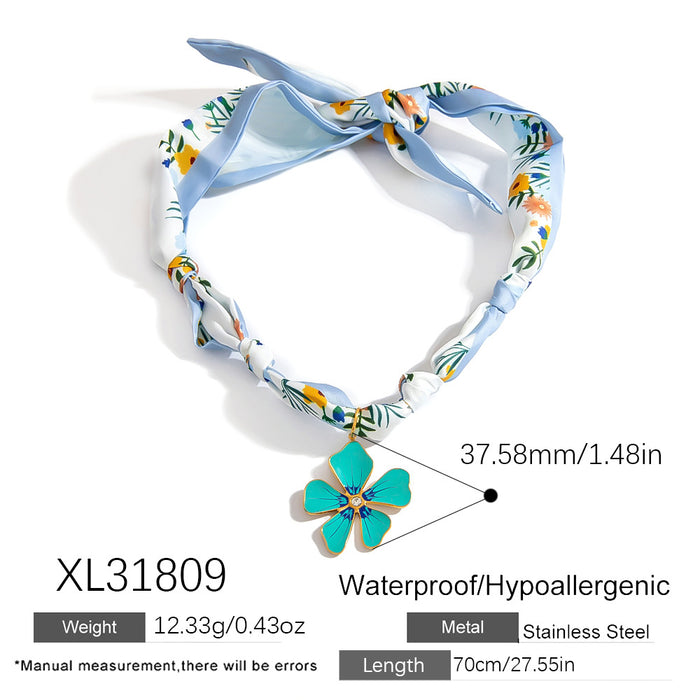 Wholesale Titanium Steel Necklace  Gold Accessible Luxury High-End Sun Flower Silk f Titanium Steel Color-Preserving Clavicle Chain Necklace