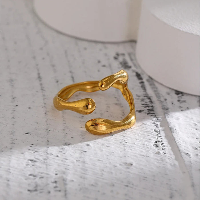 Wholesale Stainless steel women's ring geometric cross texture open ring jewelry