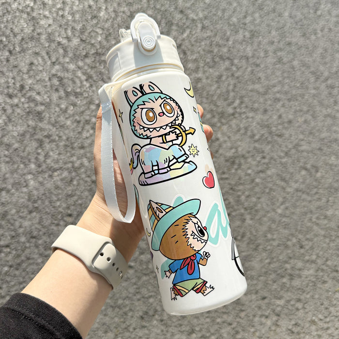Wholesale Cute Straw Water Cup Cartoon Water Cup with Lanyard