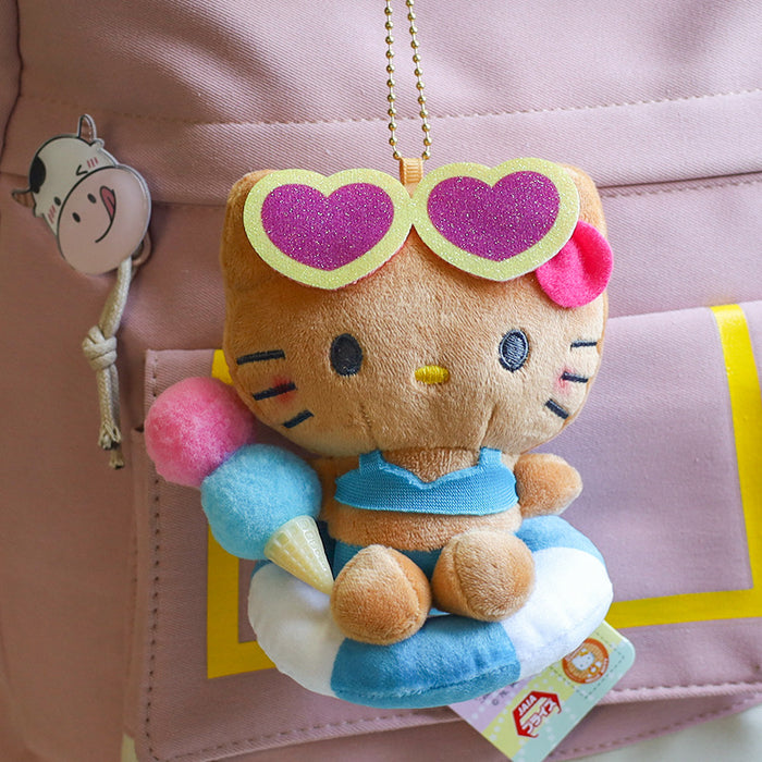 Wholesale Ice Cream Swim Ring cat Pendant Plush Doll Hawaiian Black cat Doll Bag Pendant