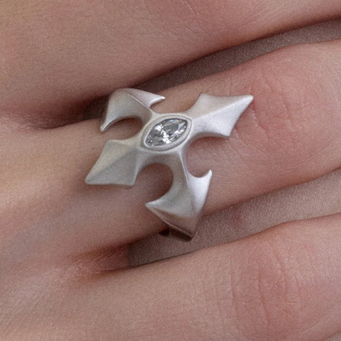 Wholesale Diamond cross ring, versatile and versatile, with micro inlaid craftsmanship and adjustable opening