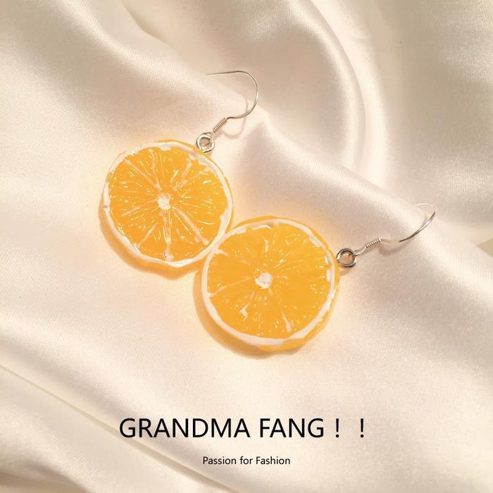 Wholesale fresh lemon slice earrings
