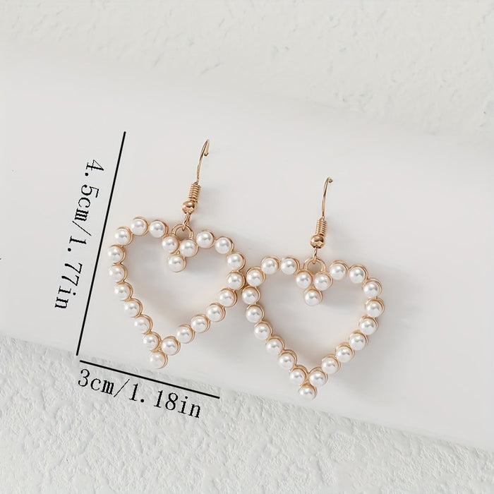 Wholesale Fashion Trendy Jewelry Simple Bohemian Love Heart Pearl Earrings Ladies Dating Jewelry Gift JDC-ES-DX001