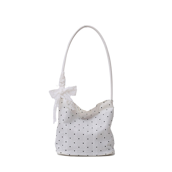 Wholesale Niche polka dot bag, stylish and versatile, single shoulder armpit bag, lightweight and simple bucket bag