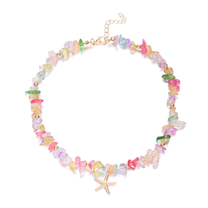 Wholesale Colorful Starfish Pendant Necklace Beach Vacation Style Casual Jewelry Accessory
