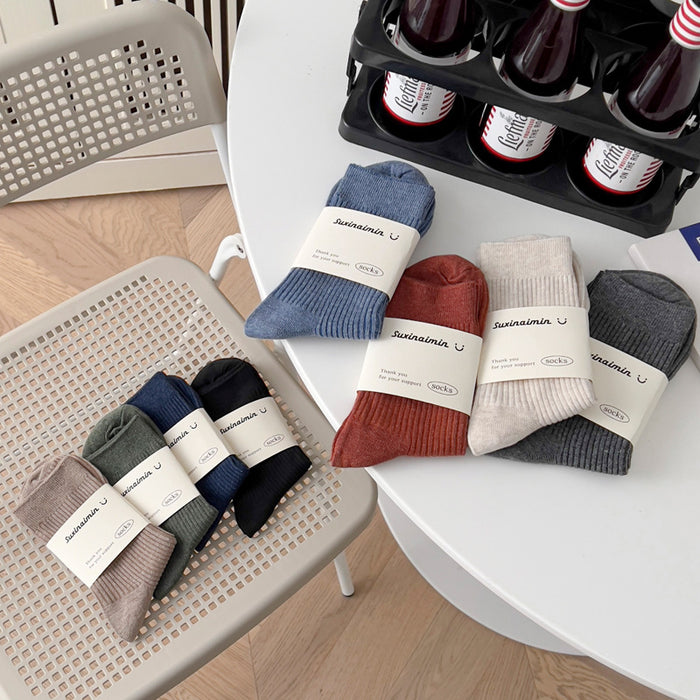 Wholesale Socks men's mid length socks solid color cotton socks men's classic sports socks long socks