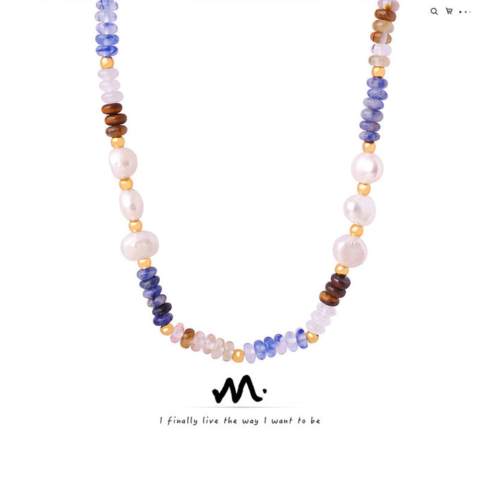 Wholesale Baroque freshwater pearl Natural Stone abacus beads necklace jewelry for women