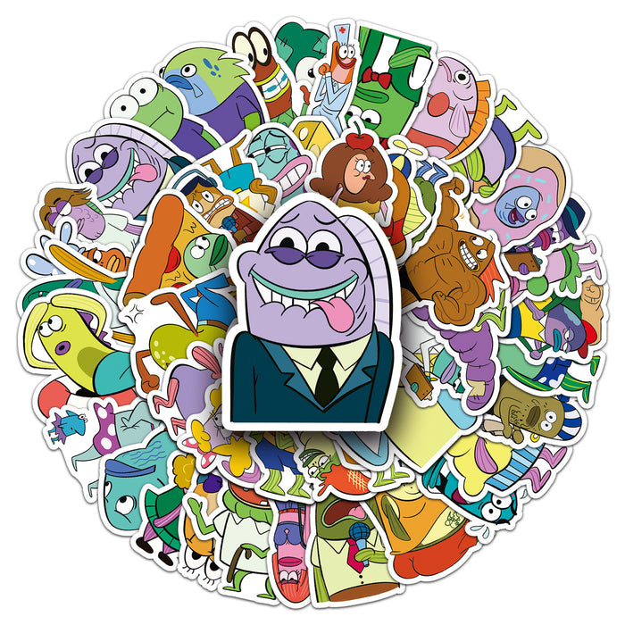 Wholesale 51pcs hand painted cartoon character decorative stickers