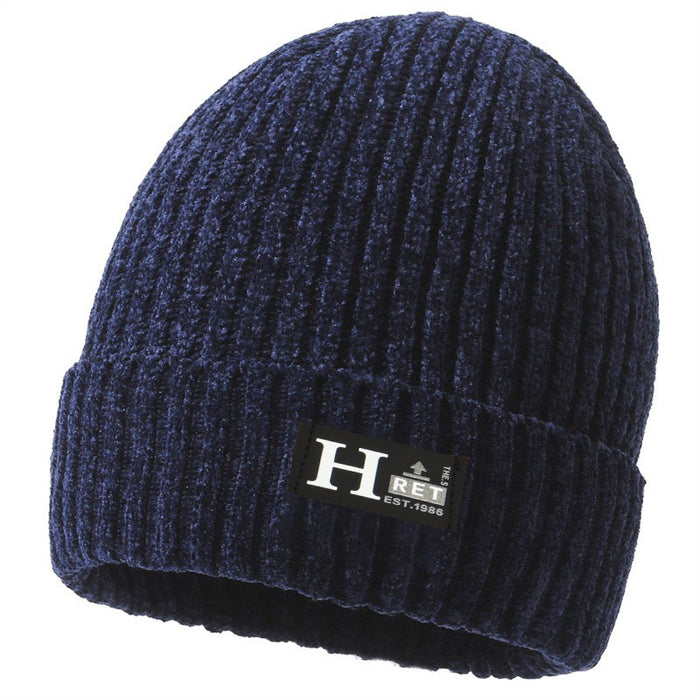 Wholesale Men's Hat Chenille Solid Color Knitted Jacquard Plus Velvet JDC-FH-DG022