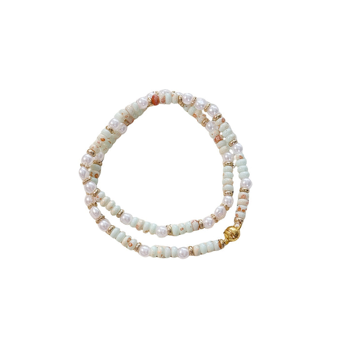 Wholesale Design Color Beaded Pearl Bracelet Double layered Retro, Light Luxury, High End, Stacked Handpiece Wholesale