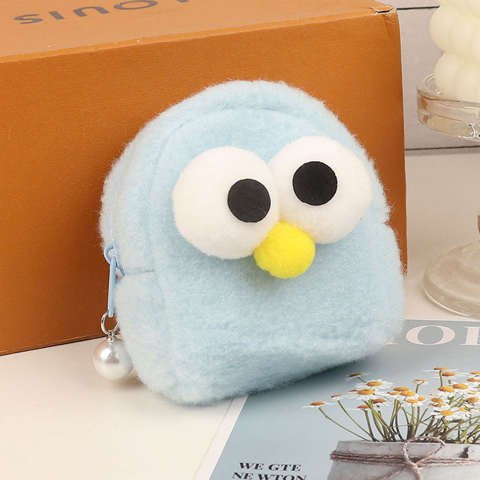 Wholesale Pink Plush Chick Backpack Coin Purse Cute Solid Color Key Pouch Fashion Accessory For Resale
