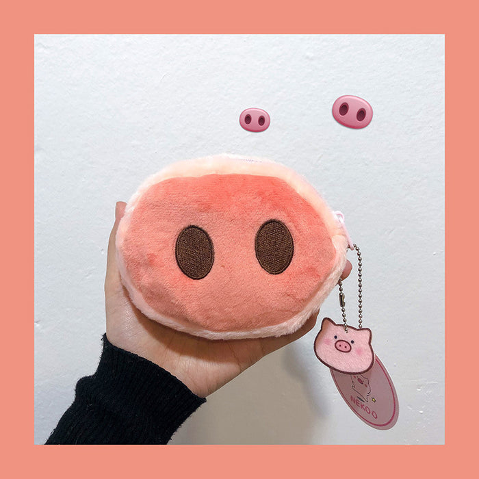 Wholesale Pig Nose Plush Coin Purse Cute Mini Butt Cartoon Headphone Bag Keychain Small Pendant