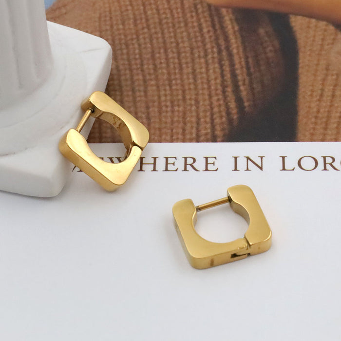 Wholesale square smooth titanium steel earrings