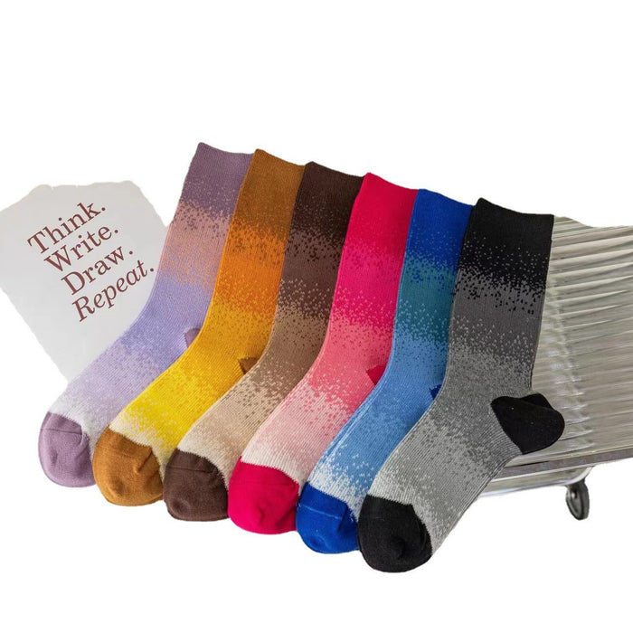 Wholesale Sock fashion designer tie dye gradient color personalized pure cotton mid tube socks