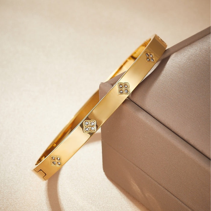 Wholesale Stainless Steel Bracelet Four-Leaf Clover Zircon Bracelet Titanium Steel Bracelet