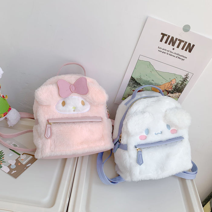 Wholesale Cartoon White Dog Plush Backpack Cute Big-Eared Dog Pink Rabbit