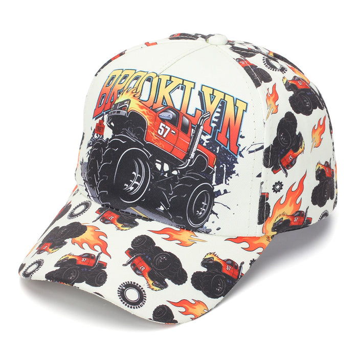 Wholesale Kids Baseball Cap with Flame Print Summer Sun Protection Unisex Hat