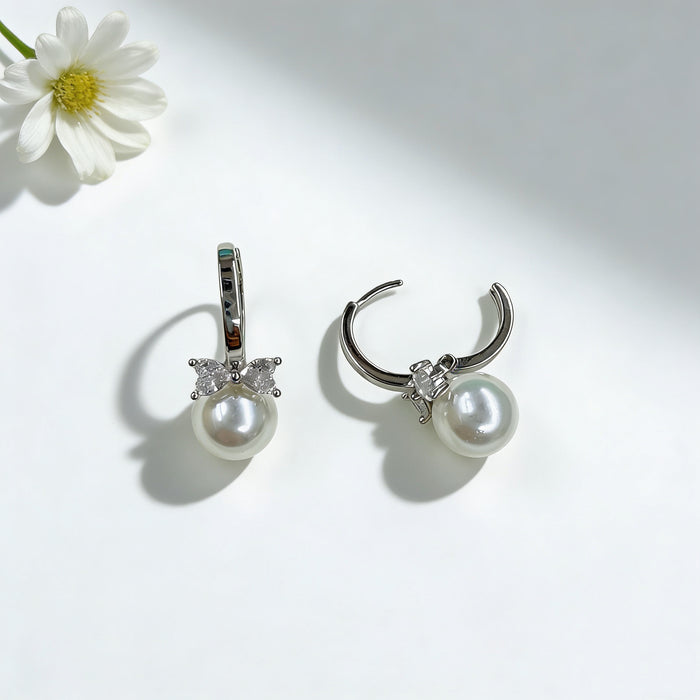 Wholesale Bow Pearl Hoop Earrings