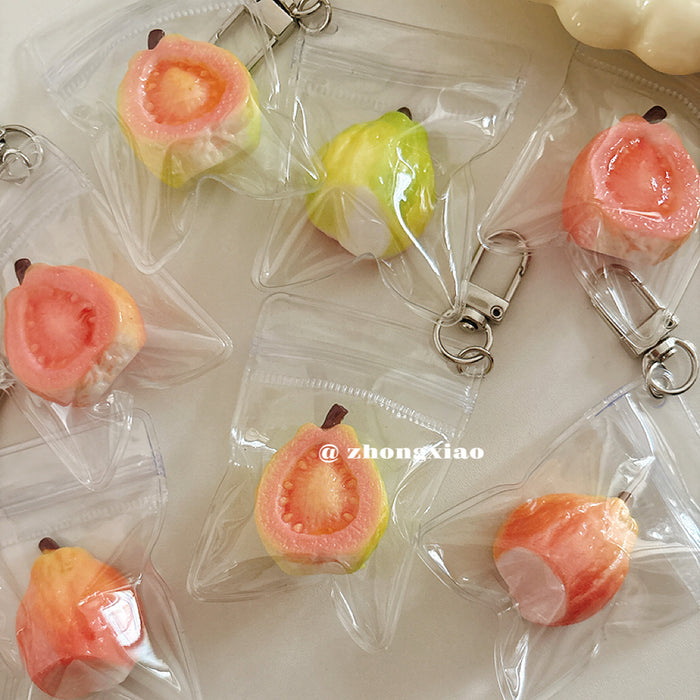 Wholesale Simulated Guava Fruit Keychain Bag Charm Decorative Accessory Gift