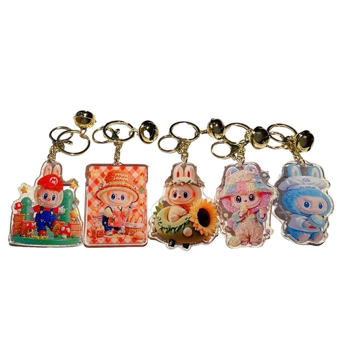 Wholesale 5 PCS cartoon acrylic keychains with cute double-sided printed design.