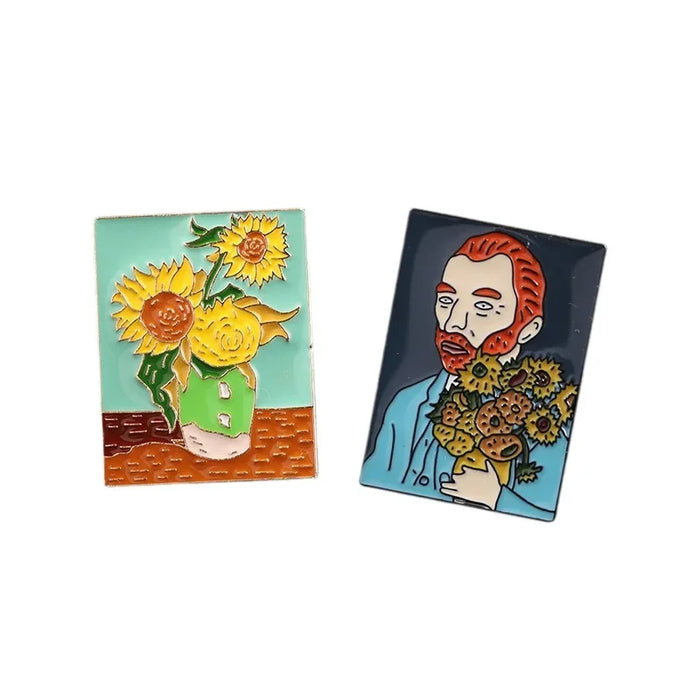 Wholesale Portrait oil painting brooch retro personality creative metal badge brooch decoration