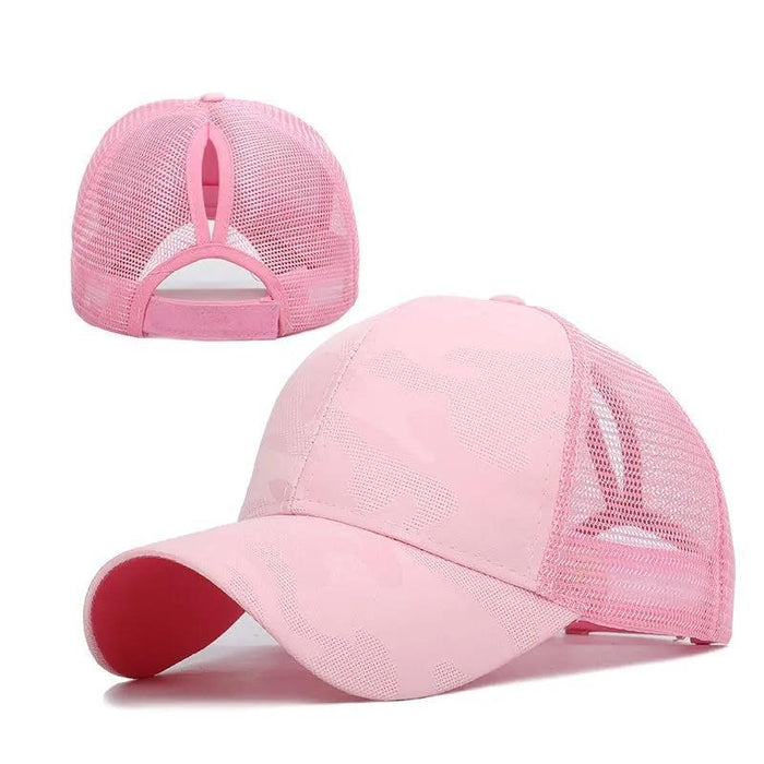 Wholesale Open ponytail camouflage pattern cap Women's Outdoor running fitness  baseball cap breathable sunshade cap