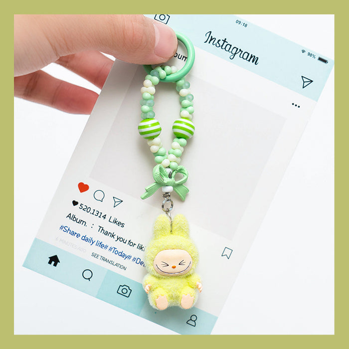 Wholesale Flocked mini keychain,  vinyl,  cute grain,  strolling bag,  mobile phone pendant,  cute ornament