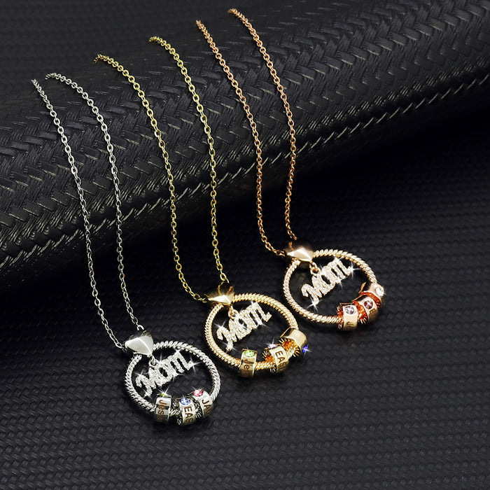 Wholesale Engraved Diamond MOM Mother's Day Stainless Steel Necklace JDC-NE-YiJia008