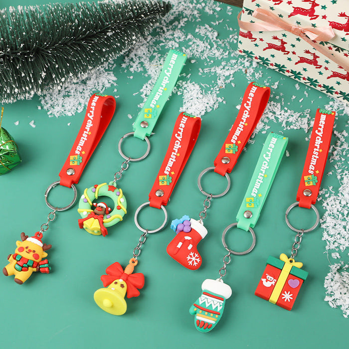 Wholesale Cartoon Christmas series keychain New Year Christmas cute three-dimensional doll Christmas tree pendant small gift