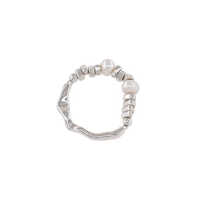 Wholesale Simple Irregular Alloy Pearl Ring JDC-RS-QingH006