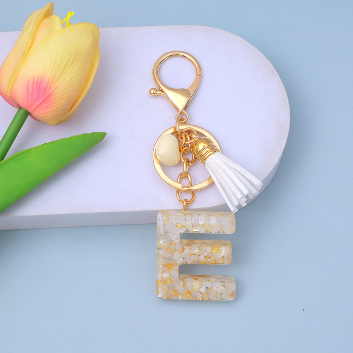 Wholesale New Gold Foil Drop Glue Letter Pendant Keychain Girl Bag Pendant Girlfriend Gift