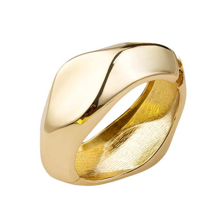 Wholesale Exaggerated jewelry, simple irregular glossy bracelet, personalized alloy round wide open bracelet