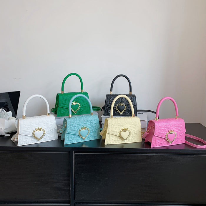 Wholesale Candy-colored heart-shaped lock square shoulder bag