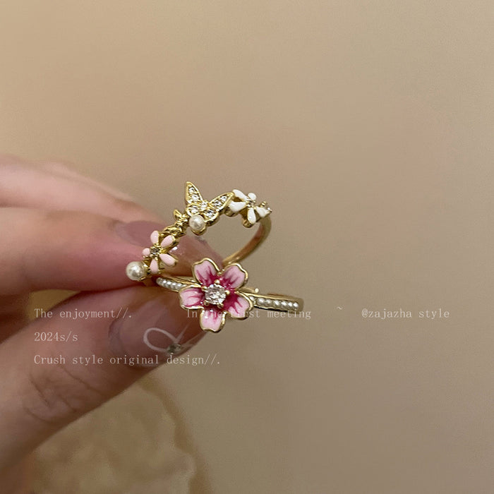 Wholesale Pearl Open Ring, New Fashionable Personalized Finger Ring, Light Luxury, Niche, High Sense Ring