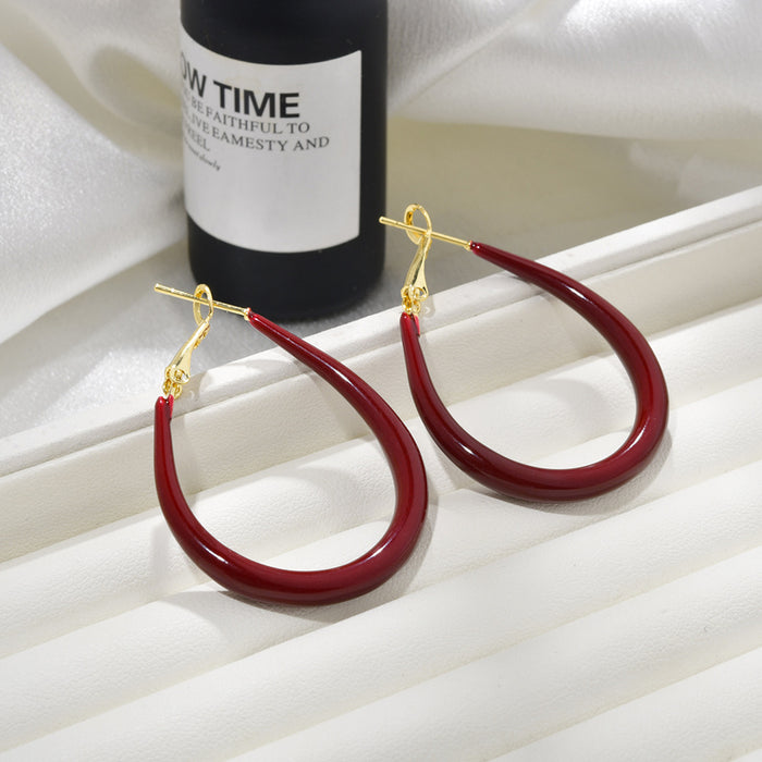 Wholesale   Red Hoop Earrings Slim Earrings Earrings for Women temperament