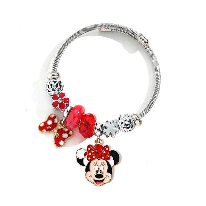 Wholesale Stainless Steel Plated Cartoon Couple Bracelet Bow Design Jewelry Accessory for Women