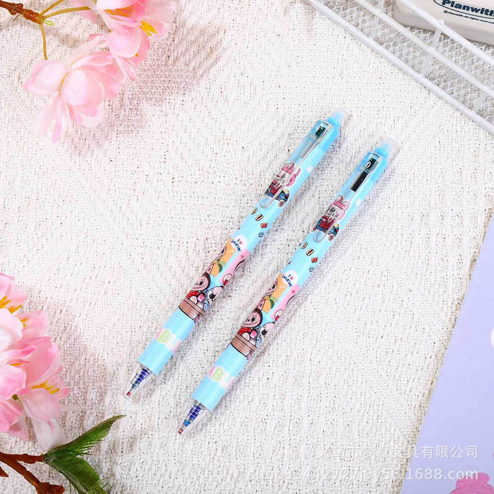 Wholesale Push-to-erasable pen crystal blue quick-drying erasable gel pen cartoon cute heat-erasable pen