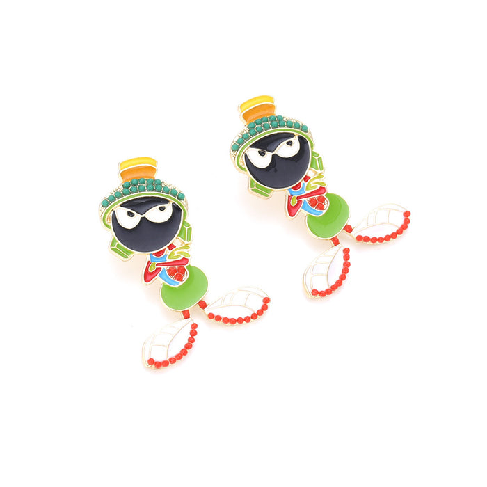 Wholesale earrings cute cartoon character earrings personalized elegant alloy drop oil inlaid rice beads earrings for women