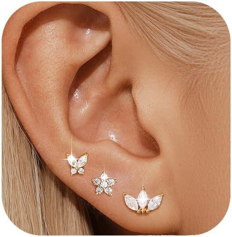 Wholesale Fashionable earrings, earrings, simple and atmospheric zircon earrings set, earrings