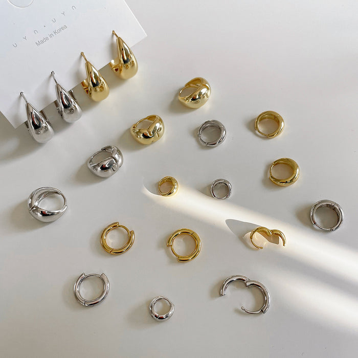 Wholesale Silver needle earrings, simple personality, cold and feng shui drop earrings, round circle earrings