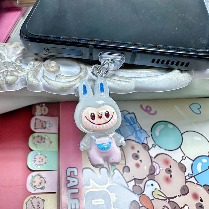 Wholesale Mobile phone dust plug charging port dust cap luminous pull cloth dust plug