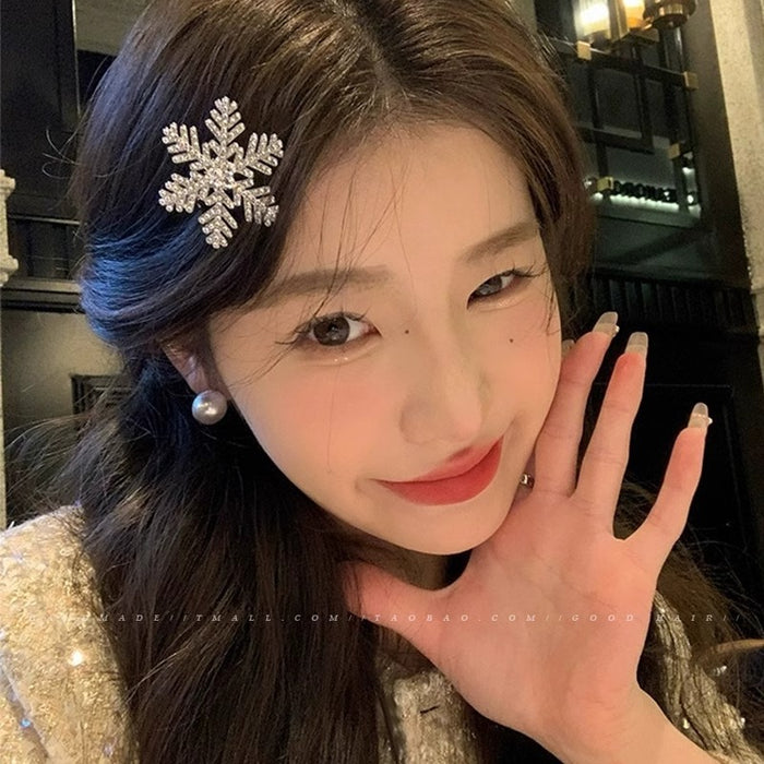 Wholesale Flash diamond snowflake hairpin side clip duckbill clip