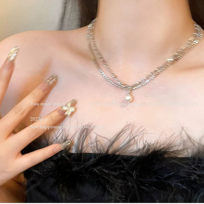 Wholesale Simple, fashionable, popular double-layer pearl necklace, light luxury, niche collarbone chain, new high-end necklace