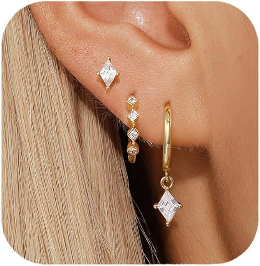 Wholesale New retro niche versatile octagonal star earrings copper plated with real gold temperament fashionable star earrings wholesale